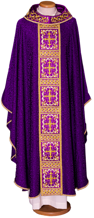 Ornate Gold Embroidery Italian Chasuble | Roll Collar | Acetate/Viscose | All Colors