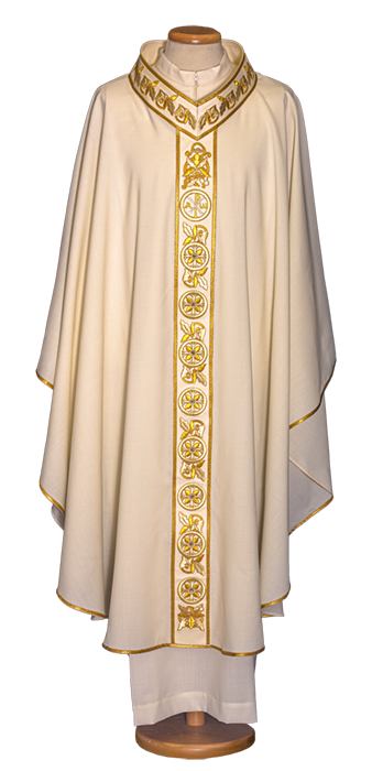 Swarovski Stone Italian Embroidered Chasuble | V Collar | 100% Wool | All Colors