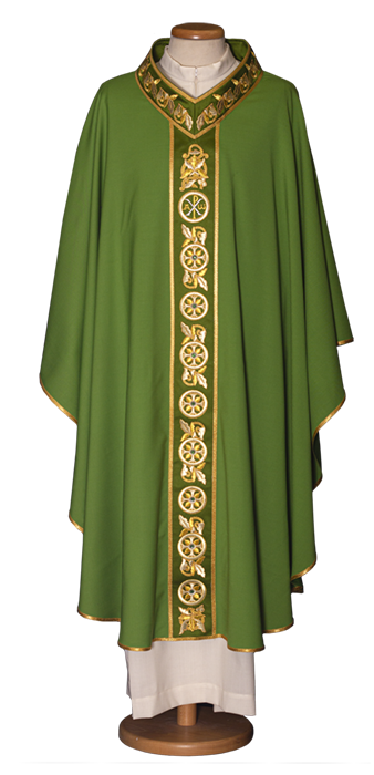 Swarovski Stone Italian Embroidered Chasuble | V Collar | 100% Wool | All Colors