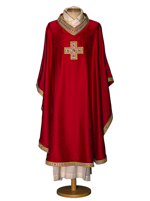 Lightweight Swarovski Stone Cross Chasuble | V Collar | All Colors