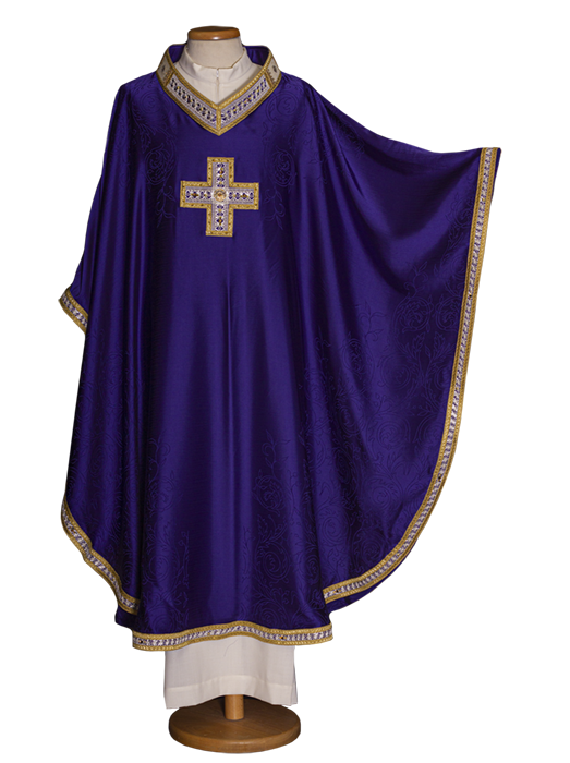 Lightweight Swarovski Stone Cross Chasuble | V Collar | All Colors