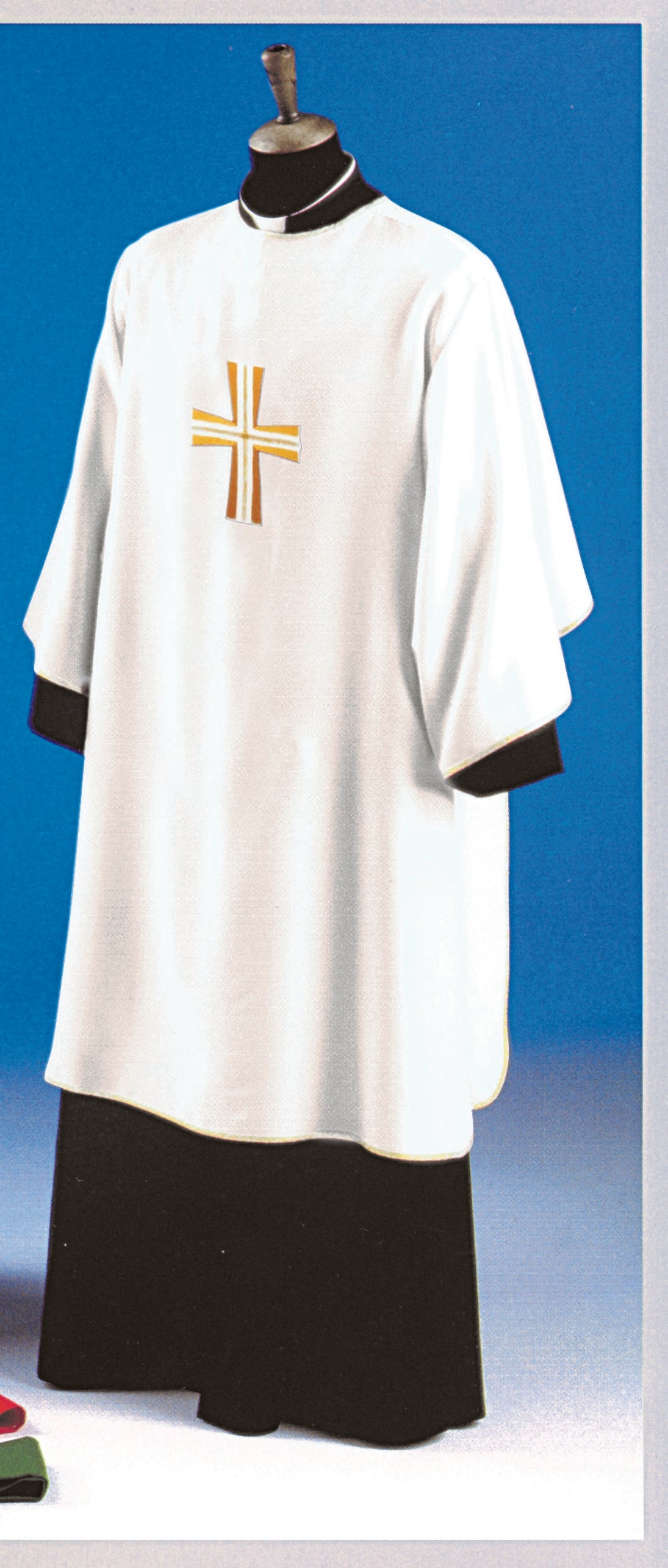 Embroidered Cross Dalmatic | Square Collar | 100% Poly | All Colors