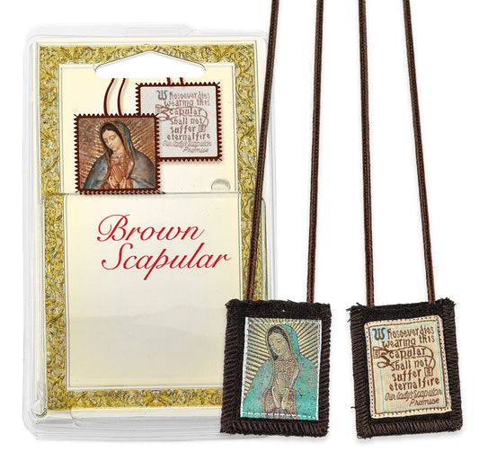 Our Lady of Guadalupe Genuine Brown Wool Scapular