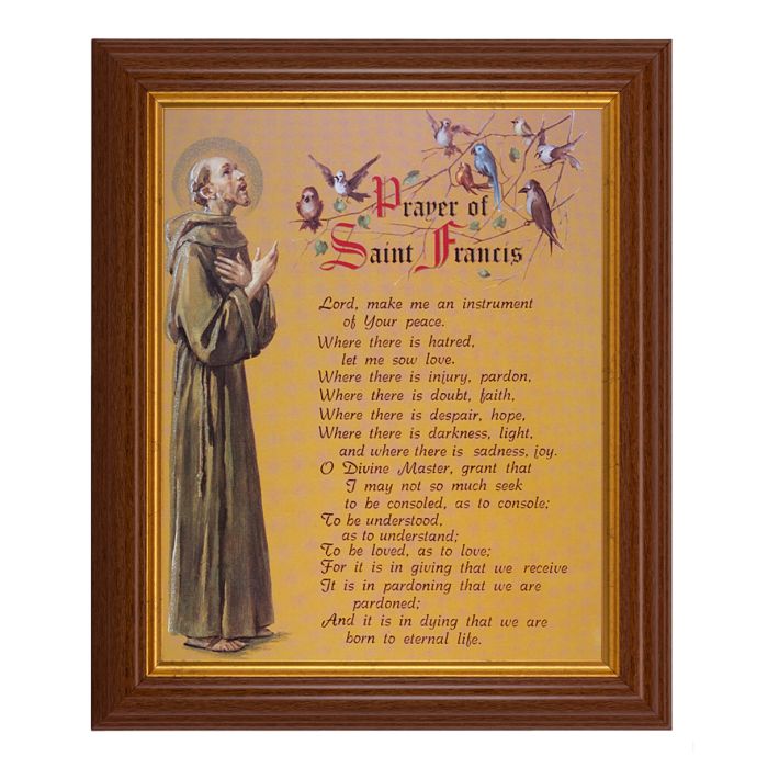 Walnut Finish Beveled Frame with Prayer of St. Francis