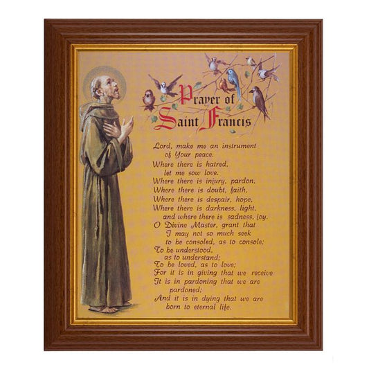 Walnut Finish Beveled Frame with Prayer of St. Francis