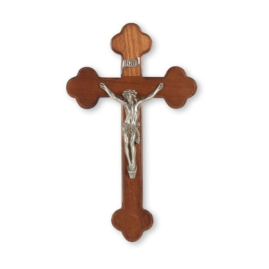 10" Latin Style Walnut Wood Crucifix