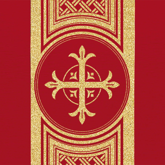Assisi Banded Gold Cross Chasuble | Plain Collar | 100% Polyester | All Colors