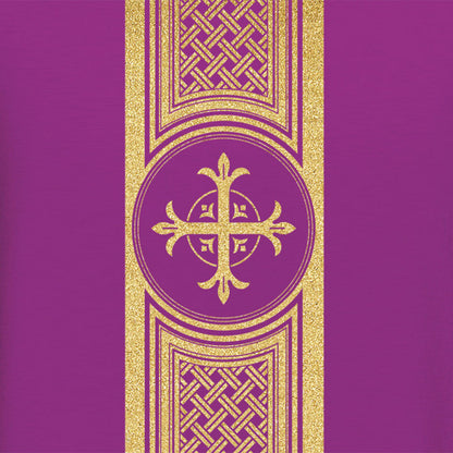Assisi Banded Gold Cross Chasuble | Plain Collar | 100% Polyester | All Colors