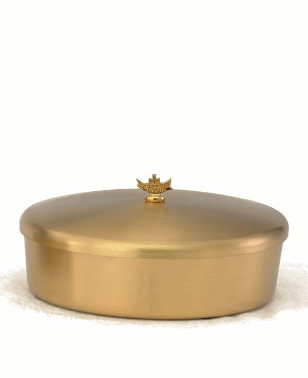 7 5/8" Communion Bowl with Cover | 24K Gold Plated | Smooth Satin Finish