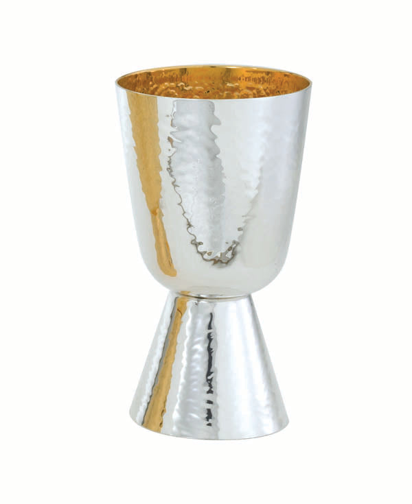 6" 10oz. Communion Cup | Silver Plated | 24K Gold Lined | Hammered Texture