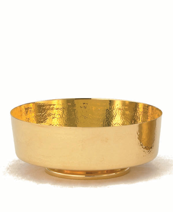 7 1/2" Communion Bowl | 24K Gold Plated | Hammered Texture | High Polish Inside