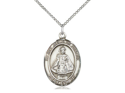 Sterling Silver Infant of Prague Oval Medal