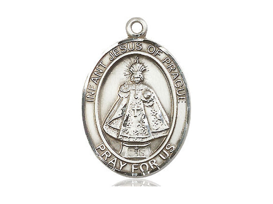 Sterling Silver Infant of Prague Oval Medal