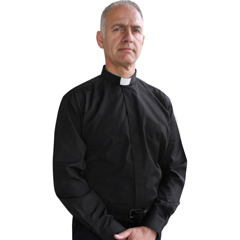 Slabbinck Assisi Black Clergy Shirt | Tab Collar | Long Sleeve | Poly/Cotton