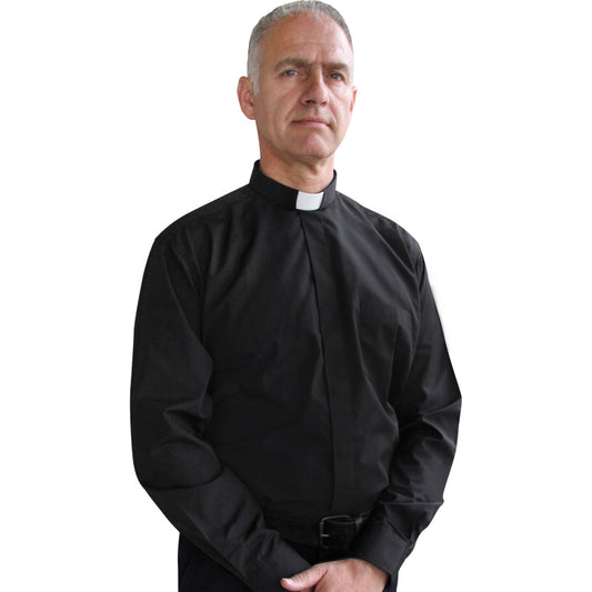 Slabbinck Assisi Black Clergy Shirt | Tab Collar | Long Sleeve | Poly/Cotton