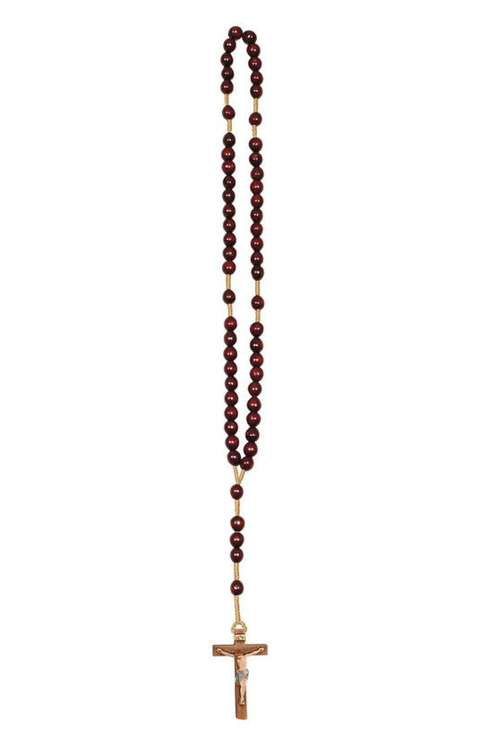 Hand Carved Lindenwood Rosary with Colored Cross