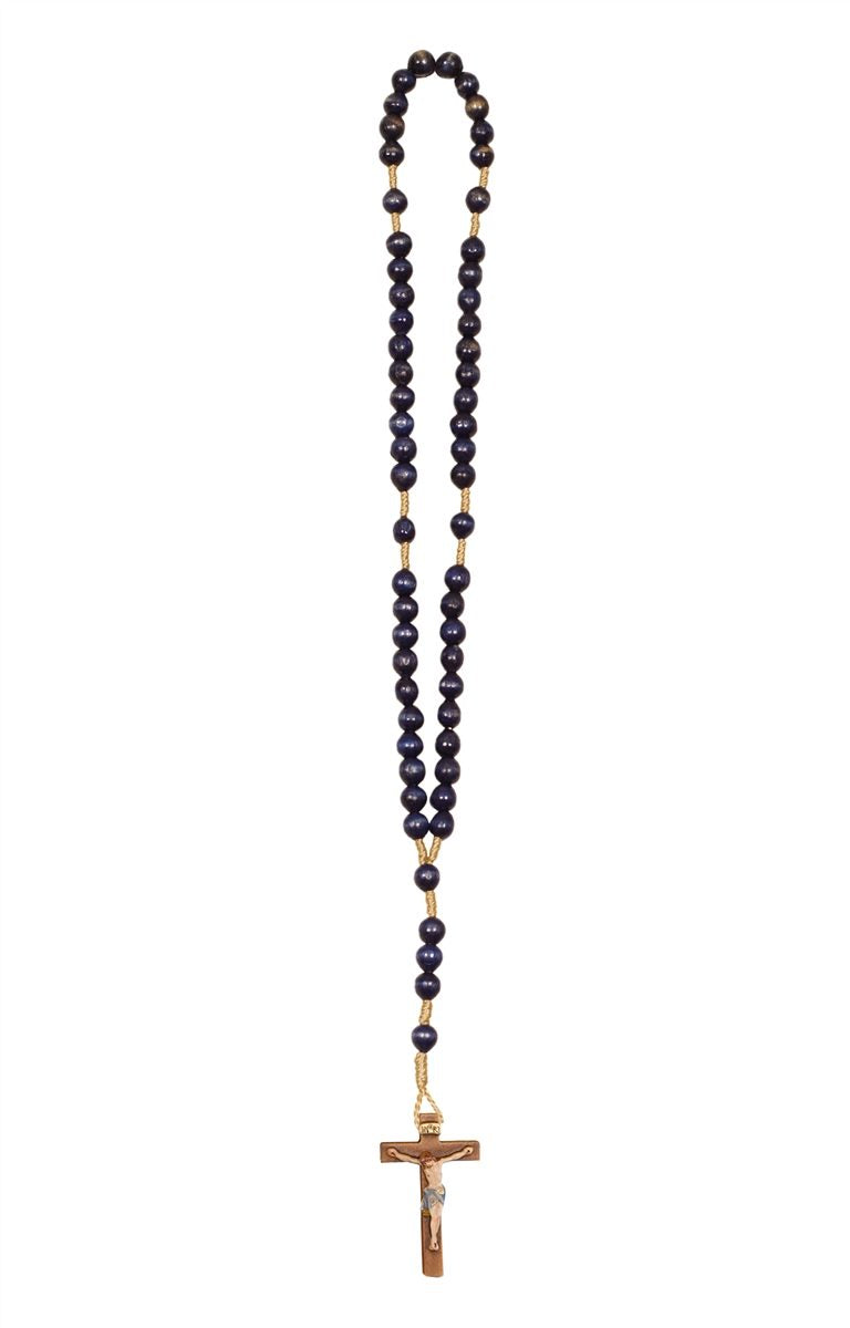 Hand Carved Lindenwood Rosary with Colored Cross