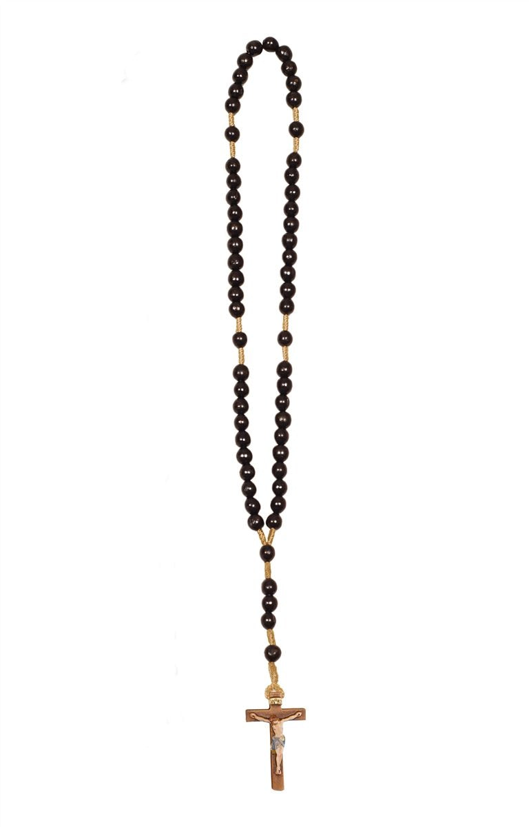 Hand Carved Lindenwood Rosary with Colored Cross