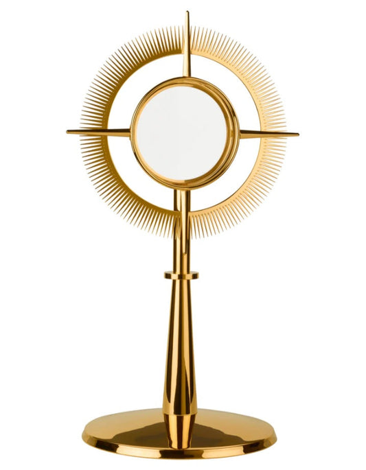 #7252-A Large Modern Monstrance | 24"H | Multiple Finishes Available | Handmade In Spain | Holds 5-3/4" Host