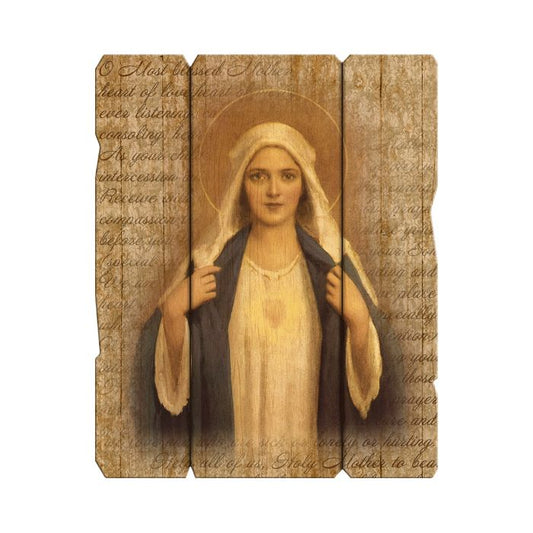 Immaculate Heart of Mary Large Vintage Wooden Plaque