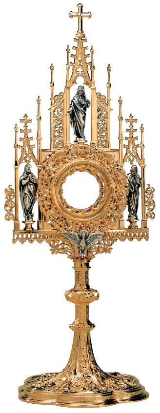 #7281 French Gothic "Three Virtues" Monstrance | 25"H | Multiple Finishes Available