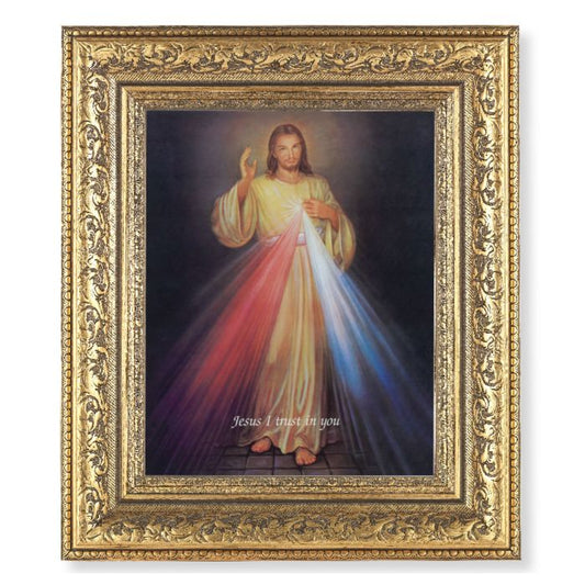 Divine Mercy Ornate Gold Leaf Antique Frame
