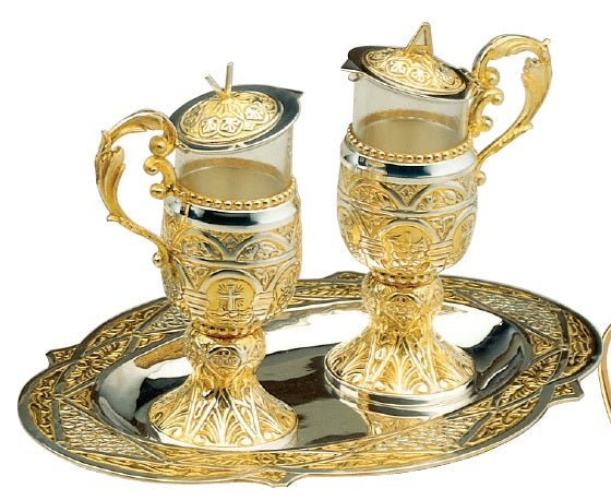 #753 "The Tassilo" Cruet Set | 6" | Brass Two-Tone