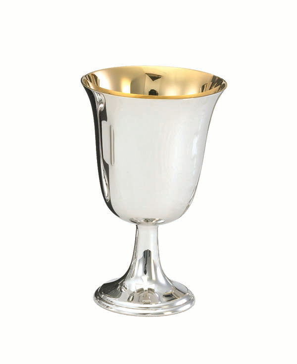 6 1/8" 11oz. Communion Cup | Silver Plated | 24K Gold Lined | Smooth Finish