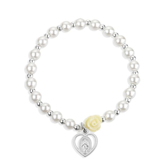 White Pearl Bracelet and a Miraculous Medal