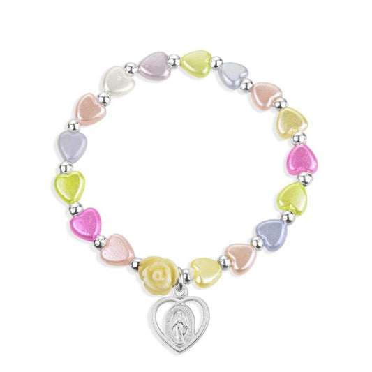 Multicolor Pearlescent Bead Rosary Bracelet with Miraculous Medal
