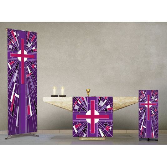 Lightweight Printed Cross Motif Altar Textile Set | All Colors