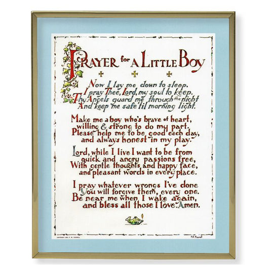 Gold Plaque Frame with a Prayer for Little Boy Print