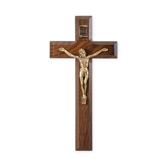 7" Walnut Cross with a Museum Gold Tone Corpus