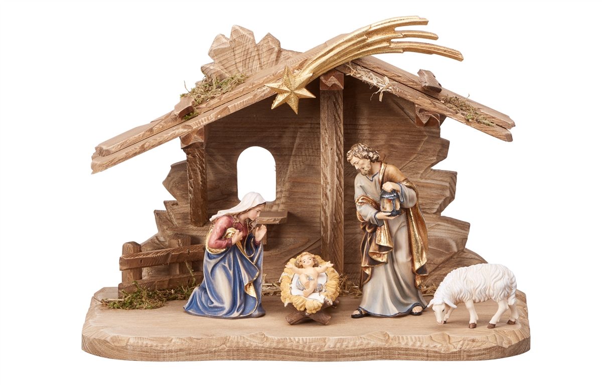 7-Piece Kostner "Tyrol Stable" Nativity Set | Includes Star & Lamb | Multiple Sizes & Finishes