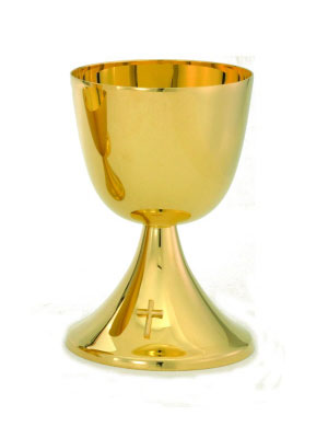 6 1/2" 16oz. Communion Cup | 24K Gold Plated | Smooth Finish with Cross