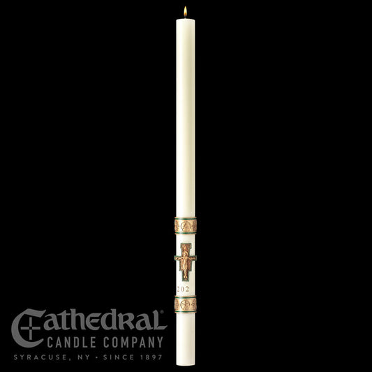 Cross of Saint Francis SCULPTWAX Paschal Candle