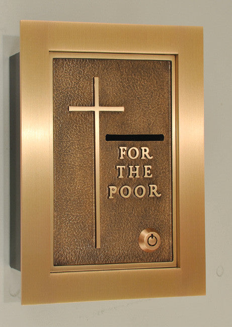 #81OF18 For The Poor Wall Enclosed Offering Box | Bronze