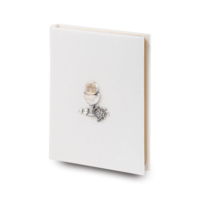White Blessed Trinity Missal with Silver Finish Communion Chalice Symbol