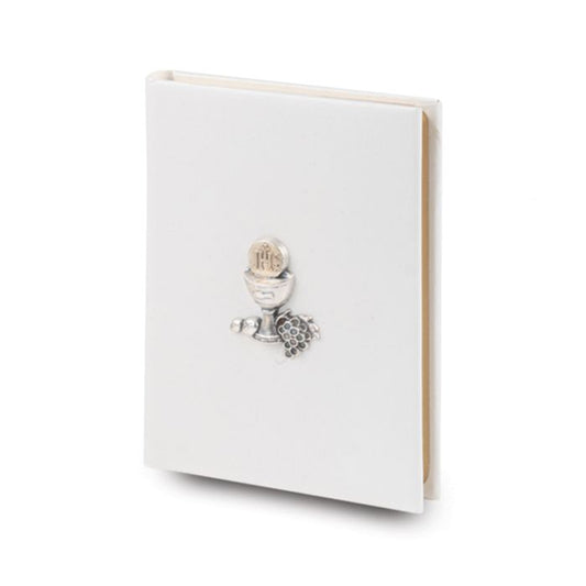 White Blessed Trinity Missal with Silver Finish Communion Chalice Symbol