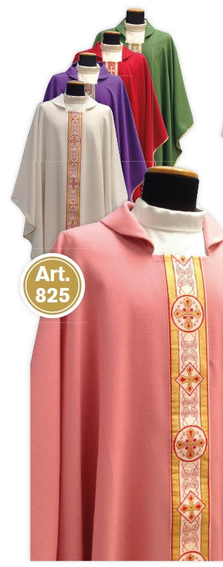 #825 Lightweight Banded Chasuble | Square Collar | 100% Poly | All Colors