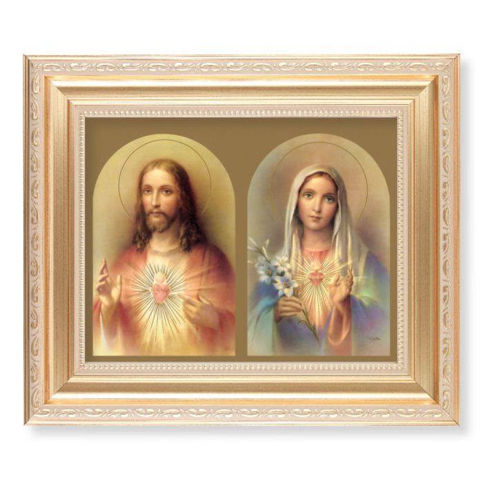 Satin Gold Frame with The Sacred Hearts Print