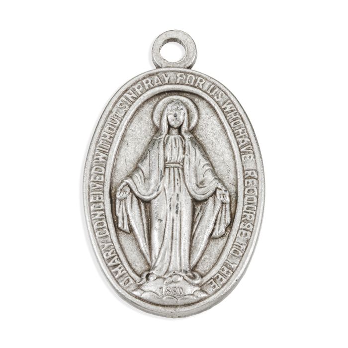Miraculous Medal in Antiqued Silver Finish