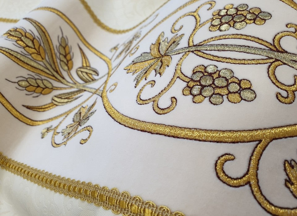 Embroidered Velvet-Panel Chasuble | 100% Polyester | All Colors | Made in Poland