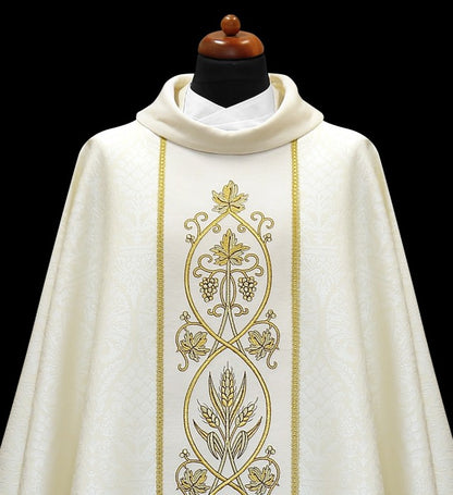 Embroidered Velvet-Panel Chasuble | 100% Polyester | All Colors | Made in Poland