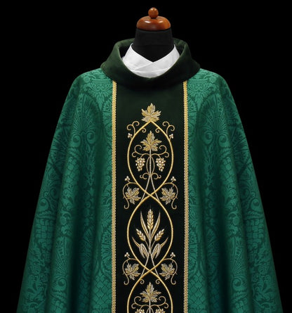 Embroidered Velvet-Panel Chasuble | 100% Polyester | All Colors | Made in Poland