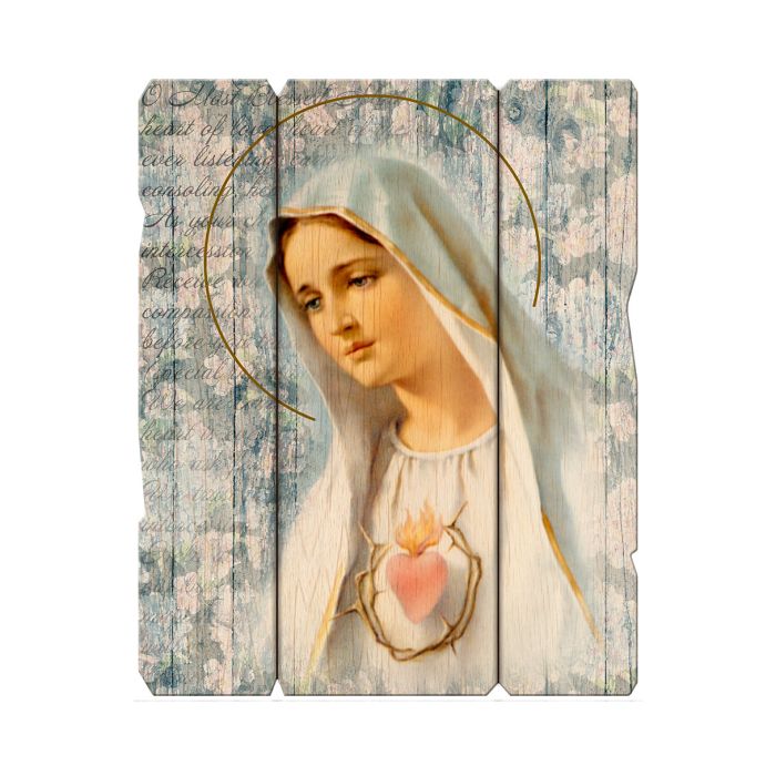 Immaculate Heart of Mary Large Vintage Wooden Plaque