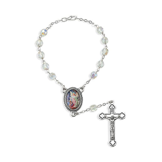 Guardian Angel Crystal Bead Auto Rosary