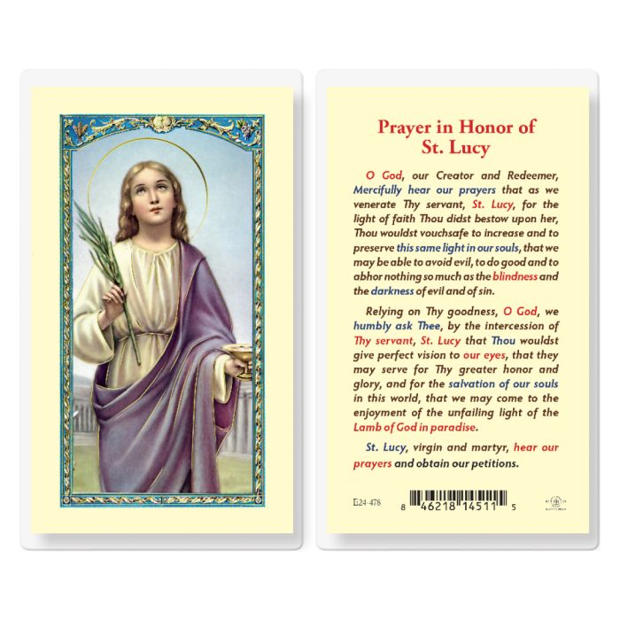 Prayer in Honor of Saint Lucy Holy Card