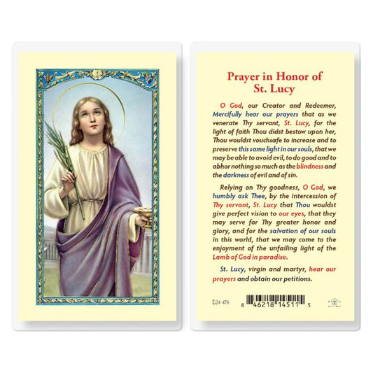 Prayer in Honor of Saint Lucy Holy Card