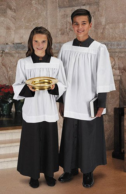#890WHT Square Neck Surplice
